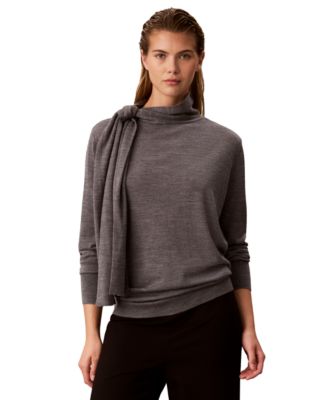 Calvin Klein Women's Tie-Neck Mock Neck Long-Sleeve Sweater