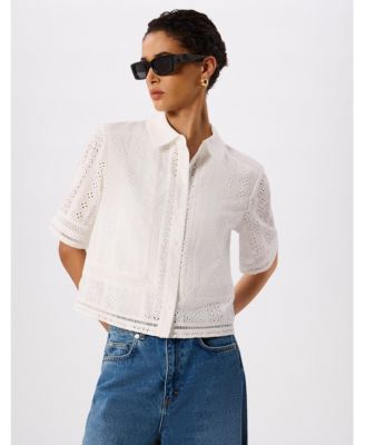 Whistles Женская хлопковая рубашка с вышивкой Broderie