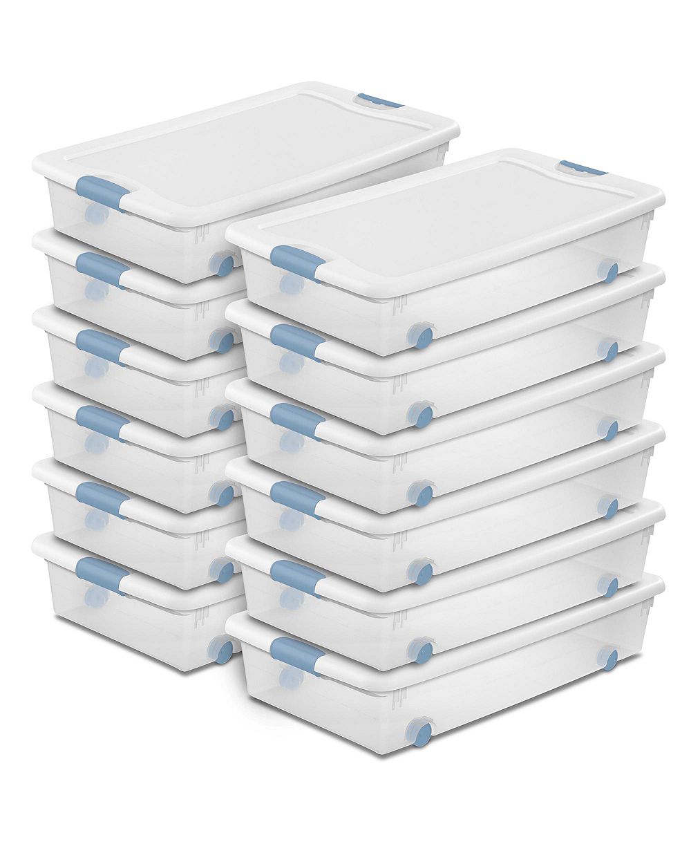Sterilite 56 Quart Latching Stackable Wheeled Storage Container w/ Lid (12 Pack)
