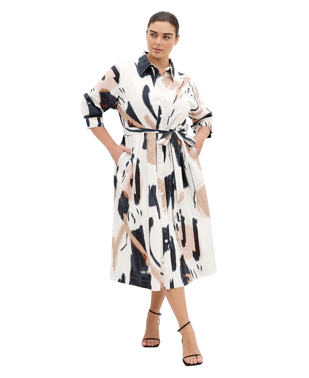 Женское платье-рубашка CITY CHIC Plus Size Exhibit Print