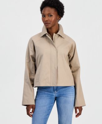 I.N.C. International Concepts Petite Cropped Trench Cotton-Blend Jacket, Macy's Exclusive
