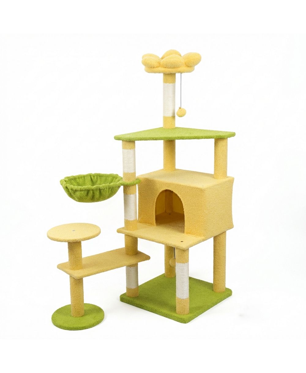 Streamdale Furniture flower cat tree with large condo removable flower cushion and hammock
