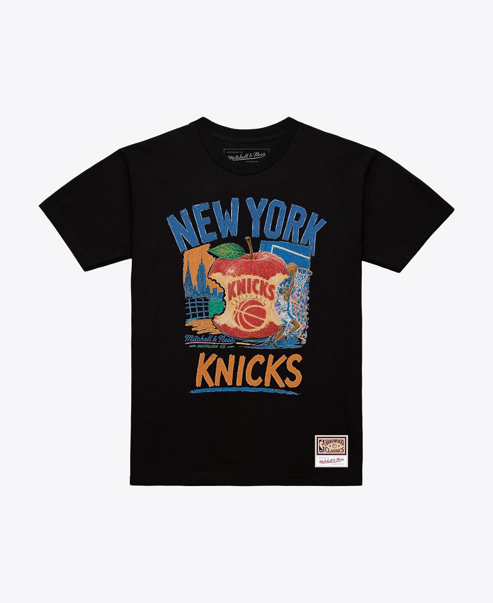 Мужская футболка Mitchell & Ness Black New York Knicks Concrete Apple