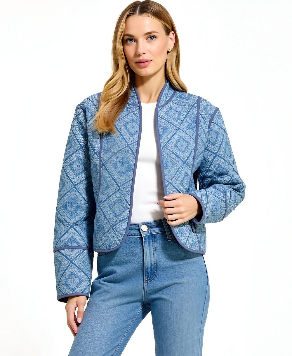 Modenaire Women's Diamond Quilted Open-Front Jacket