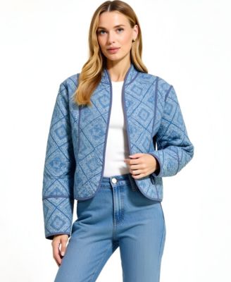 Modenaire Women's Diamond Quilted Open-Front Jacket