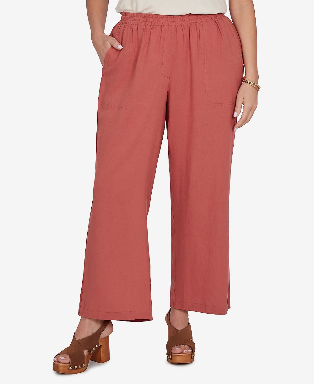 Ruby Rd. Plus Size Lace Trim Lightweight Pull-On Pants