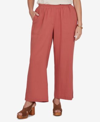Ruby Rd. Plus Size Lace Trim Lightweight Pull-On Pants
