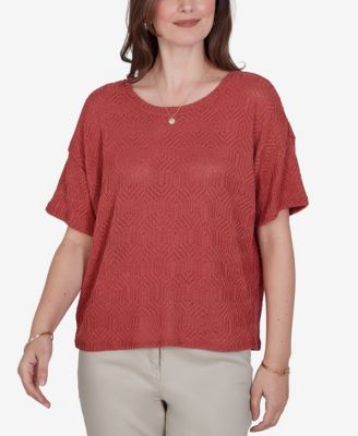 Женский трикотажный топ Ruby Rd. Petite Crochet Diamond Textured