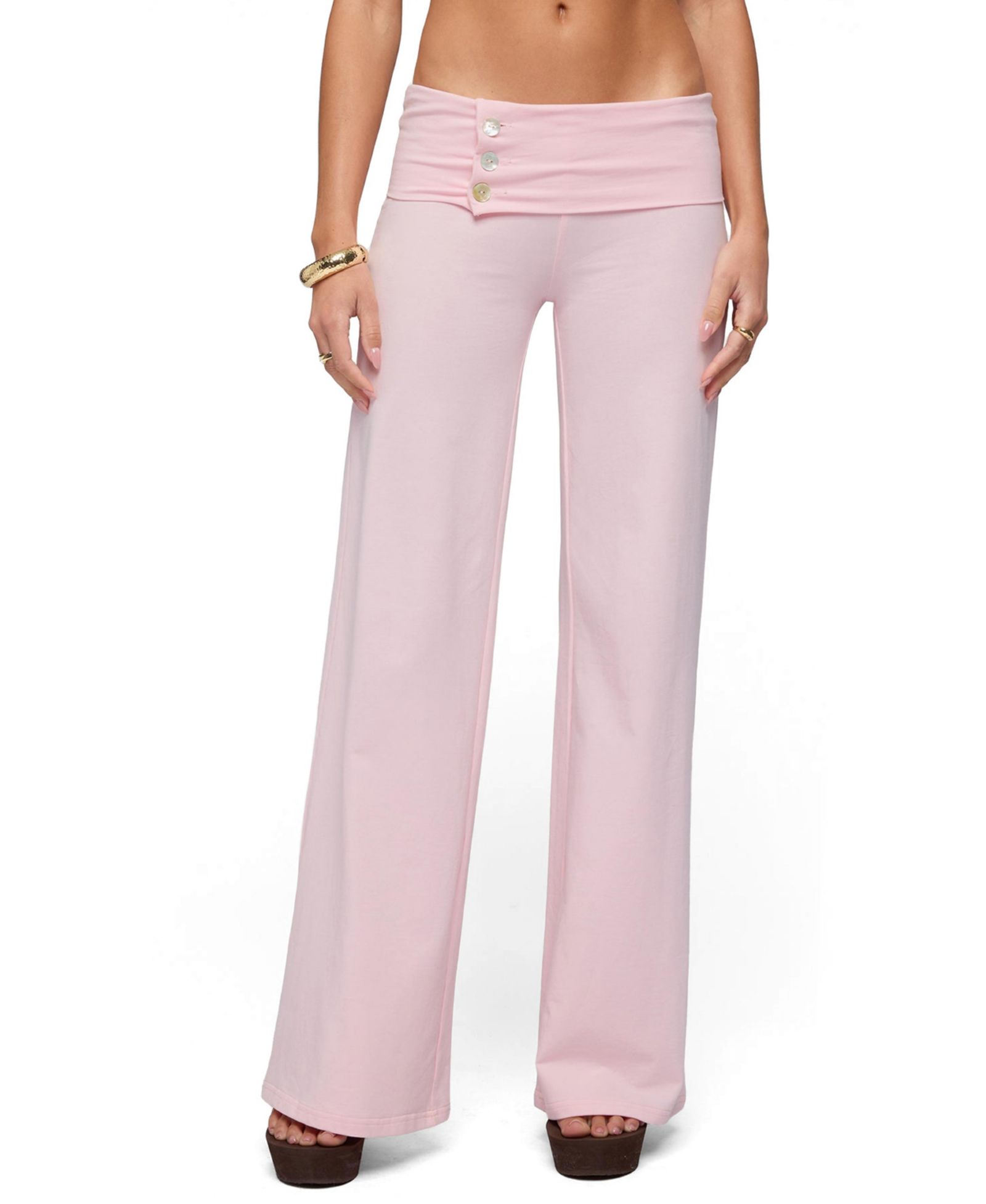 Брюки Edikted Women's Poppy Foldover Wide Leg Pants