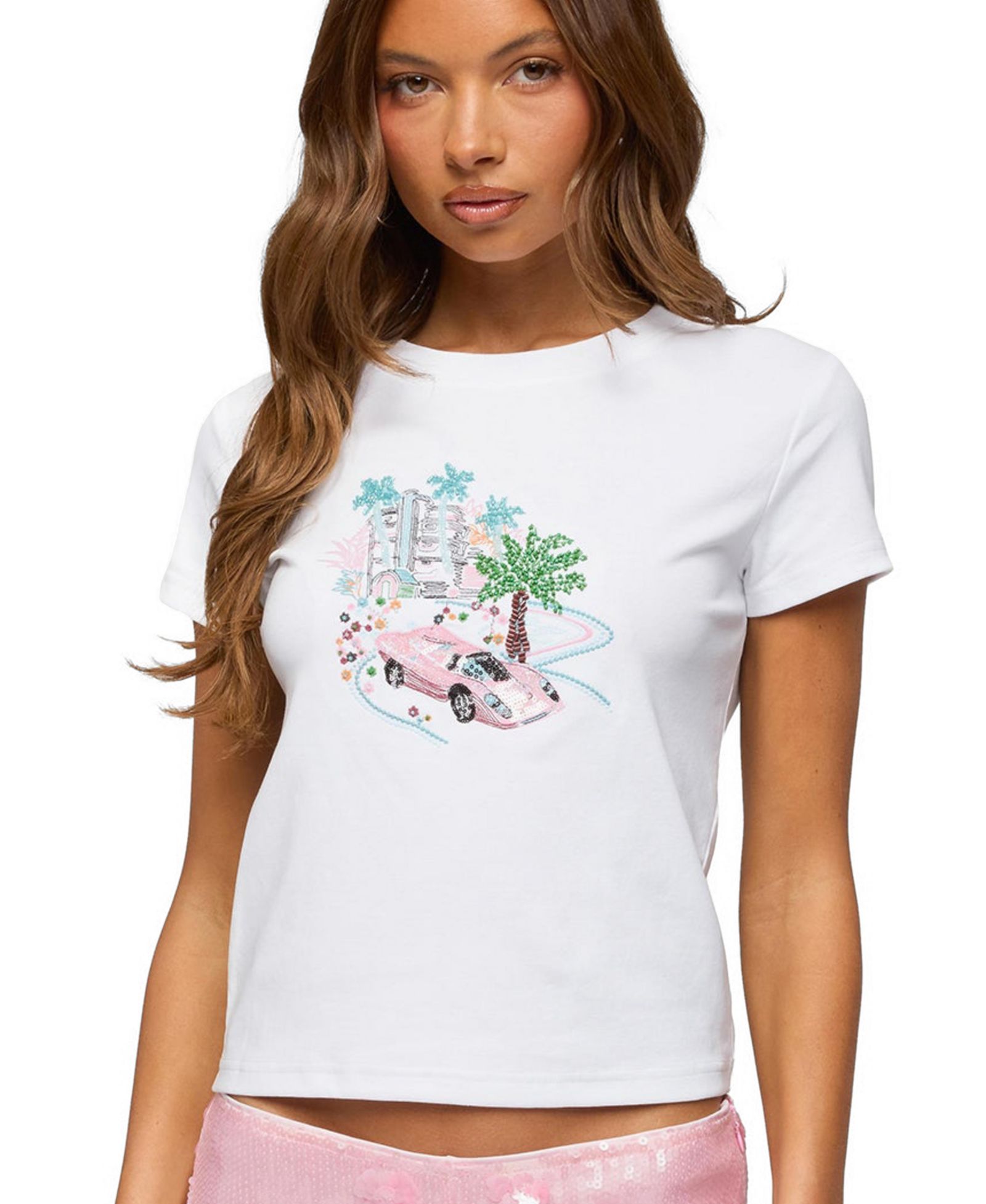 Edikted Women's City Angel Beaded Baby T Shirt