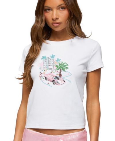 Edikted Women's City Angel Beaded Baby T Shirt