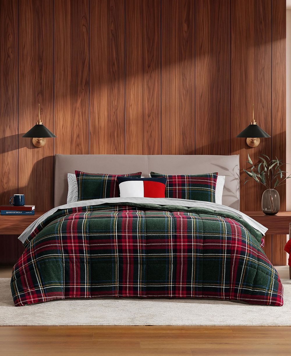 Комплект постельного белья Tommy Hilfiger Devon Tartan из 3 предметов, средний уровень теплоты, пряжа в твиле, размер Full/Queen