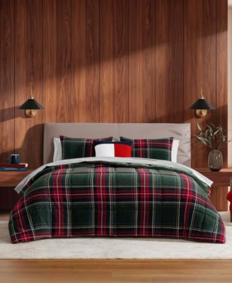 Tommy Hilfiger Devon Tartan Medium Warmth Yarn-Dyed Twill 3-Piece Comforter Set, Full/Queen