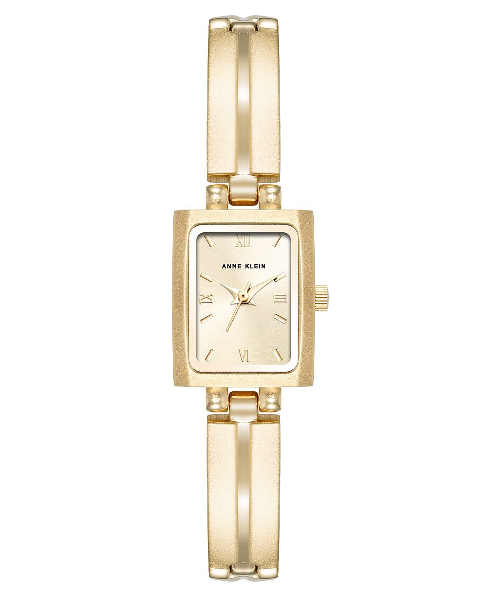 Женские часы Anne Klein Quartz Rectangle Gold-Tone Alloy Metal Bracelet Watch 16mm x 20mm