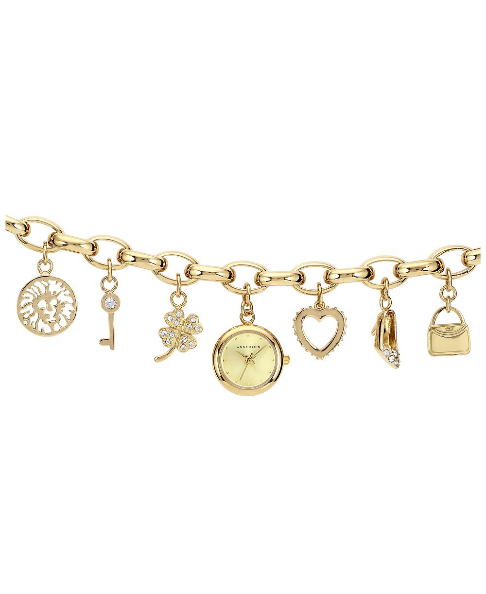 Часы Anne Klein Women's Quartz Gold-Tone Multi-Charm 20mm x 20mm