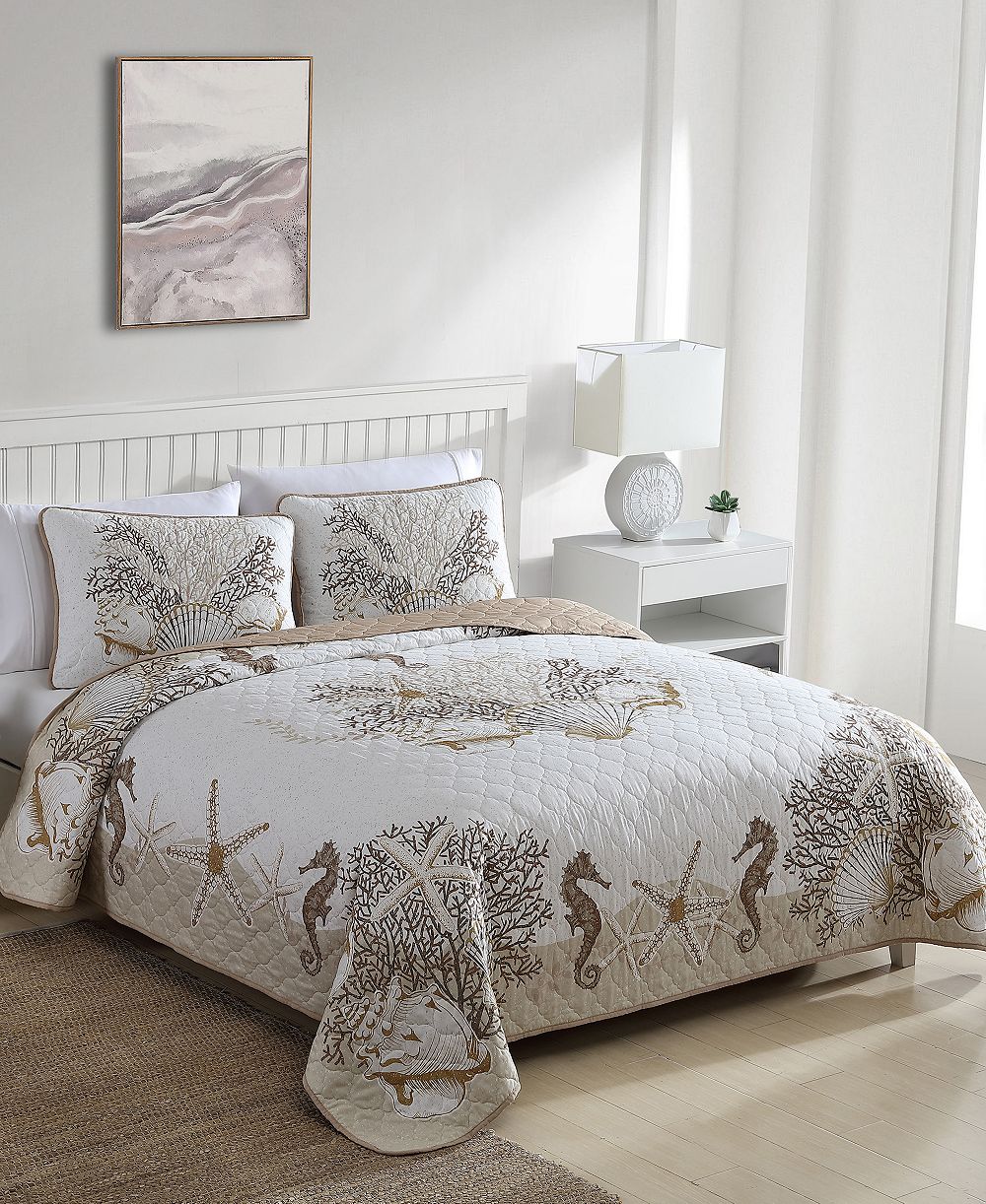 Caribbean Joe Coastal 3-Piece Quilt Set, Full/Queen