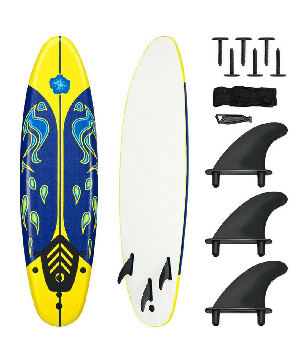 Сёрфборд SEVORLEY 6 ft Foam with 3 Detachable Fins, Leash, and Traction Pad