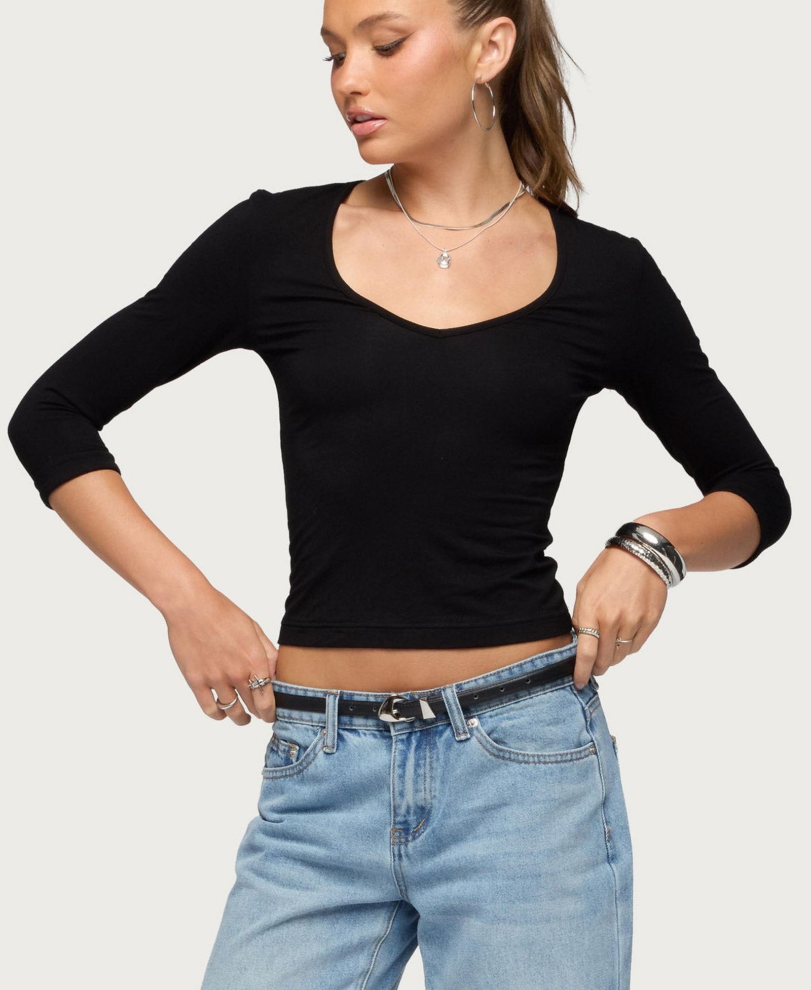 Женский топ Edikted Jamila Quarter Sleeve