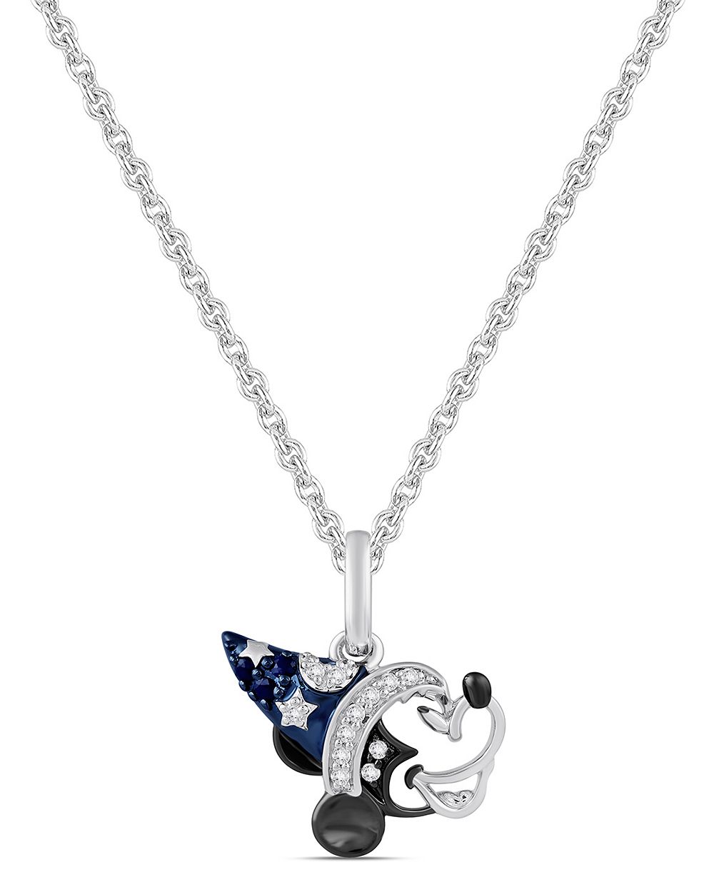 Ожерелье Disney Mickey Diamond (1/20 ct. t.w.) & Blue Sapphire (0.030 ct. t.w.) в Sterling Silver