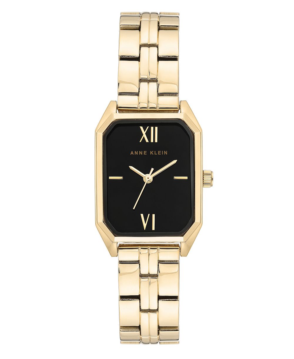 Anne Klein Women's Quartz Black Octagonal Gold-Tone Bracelet Watch  24mm x 35mm