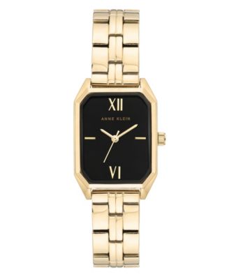 Женские кварцевые часы Anne Klein, черные, восьмиугольные, золотистые, 24mm x 35mm