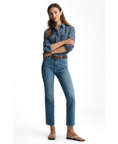 Женские джинсы Mavi Jeans Kendra, высокая посадка, прямой крой, Mid Brushed Flex Blue