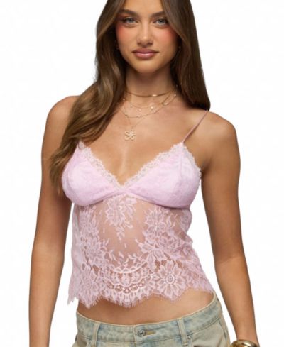 Edikted Women's Ottilie Lace and Satin Effect Top