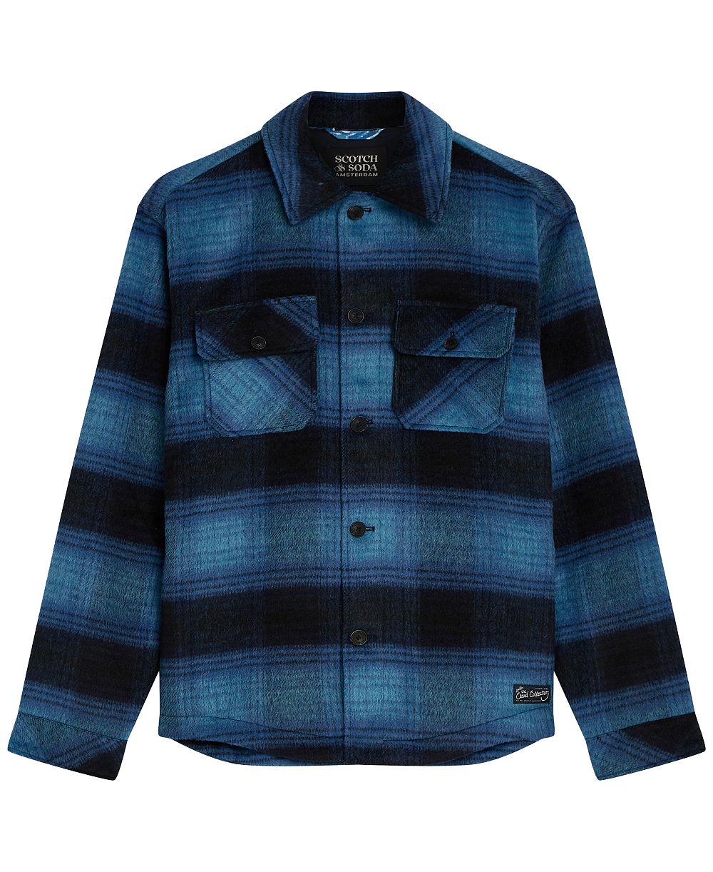 Мужская шуба-рубашка SCOTCH & SODA из шерстяной смеси в клетку