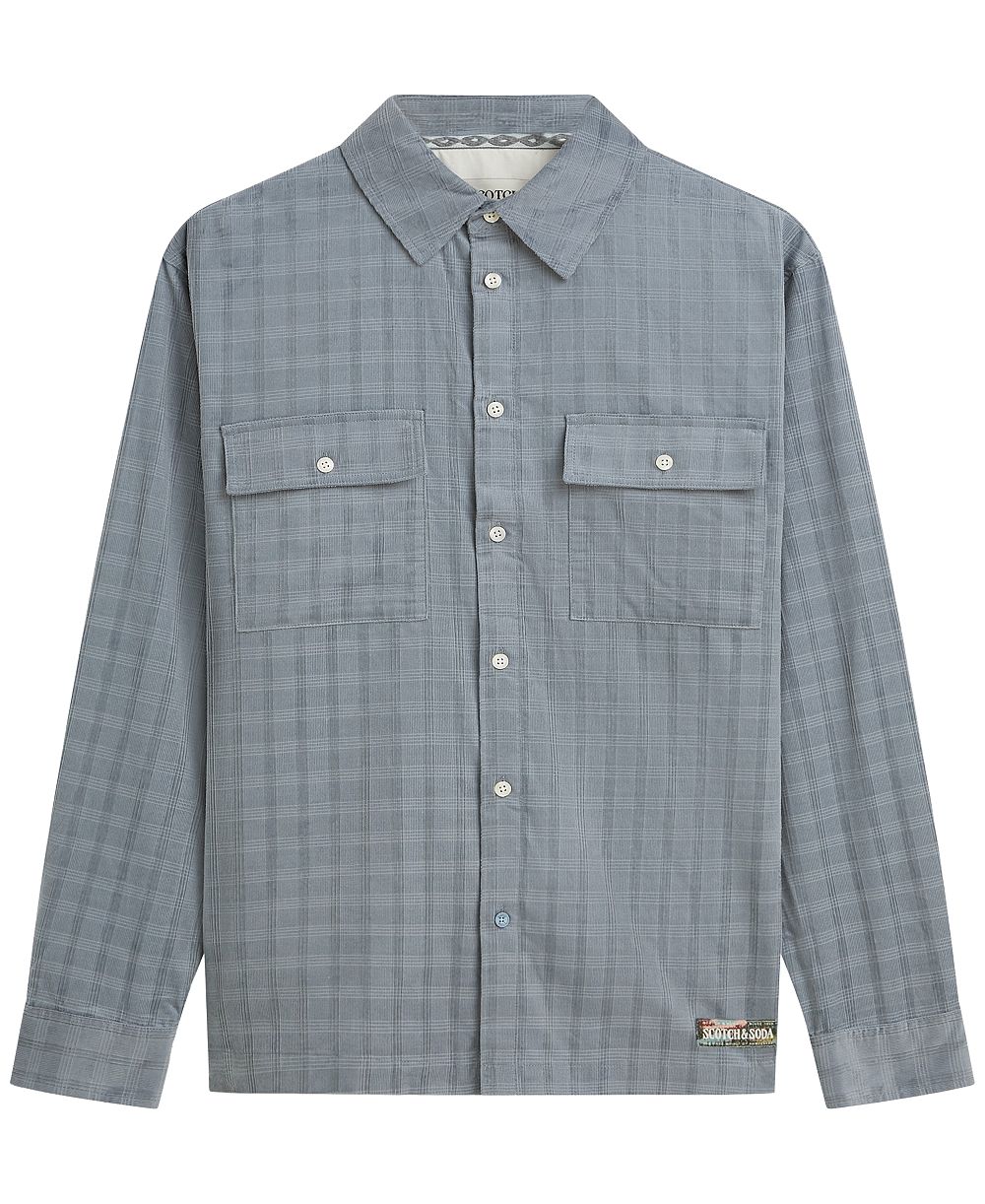 SCOTCH & SODA мужская рубашка с длинным рукавом из вельвета в клетку, свободный крой