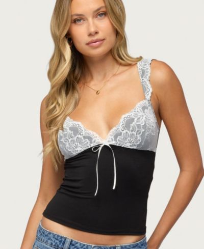 Edikted Women's Troya Contrast Lacey Top