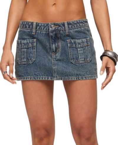 Edikted Women's Ayala Washed Denim Micro Skort