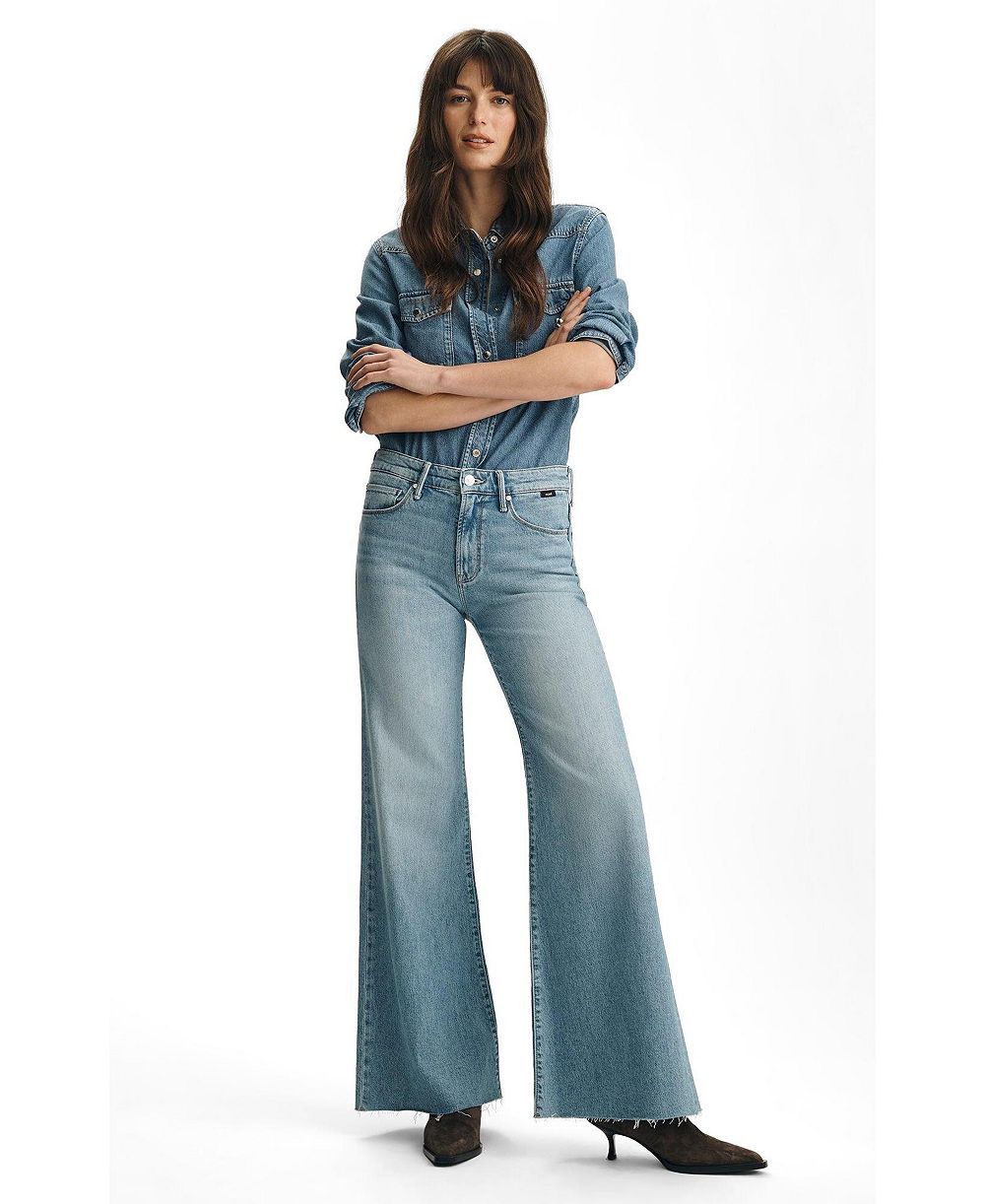Mavi Jeans Women's Grace Mid Rise Flare In Bleached Classic Blue