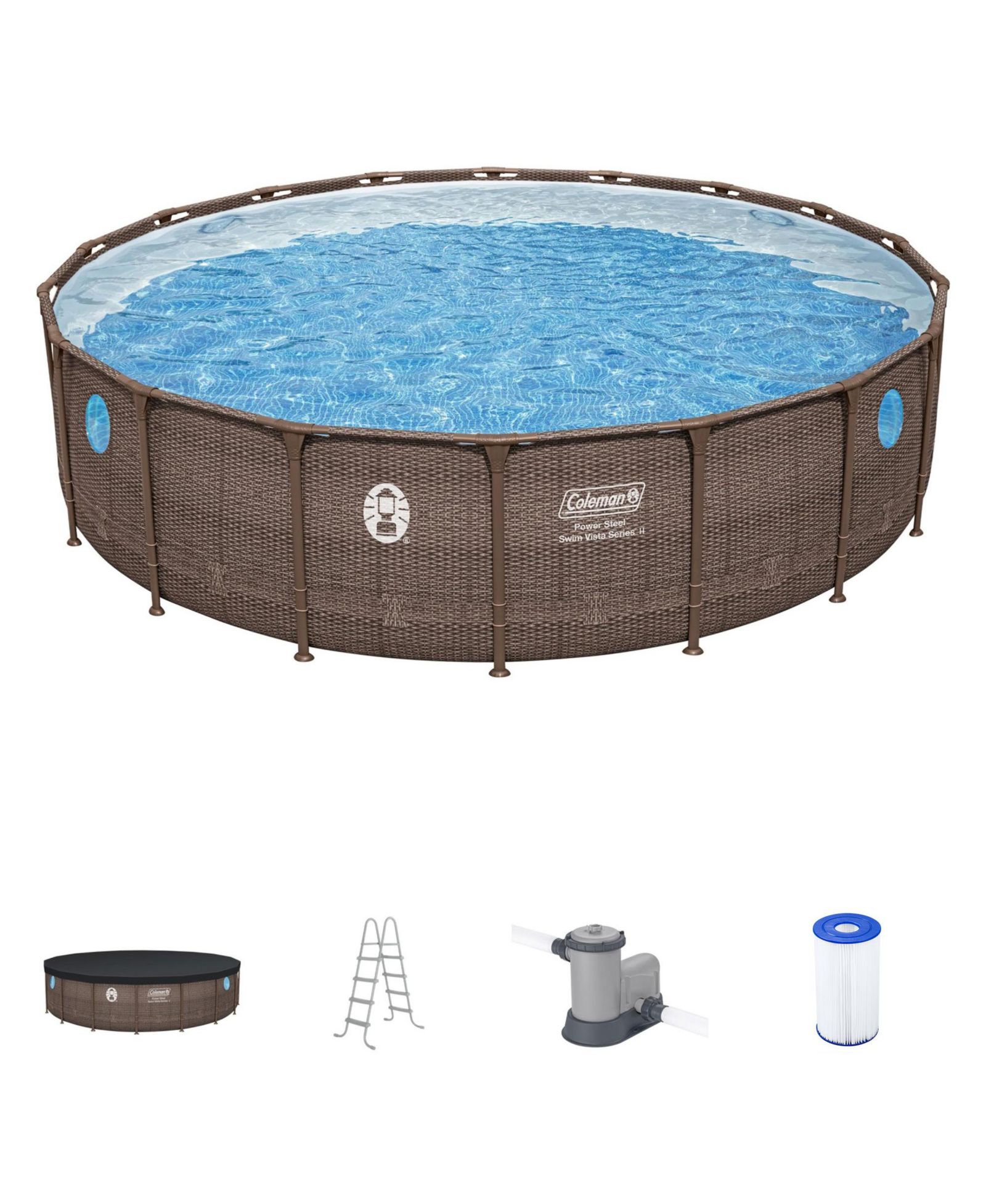Coleman Power Steel Swim Vista Above Ground Swimming Pool Set