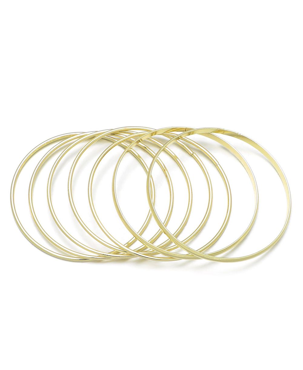 ADORNIA Gold-Plated Thin Bangle Bracelet 6-Piece Set
