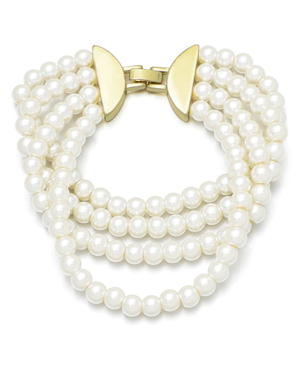ADORNIA Imitation Pearl Multi-Strand Statement Bracelet