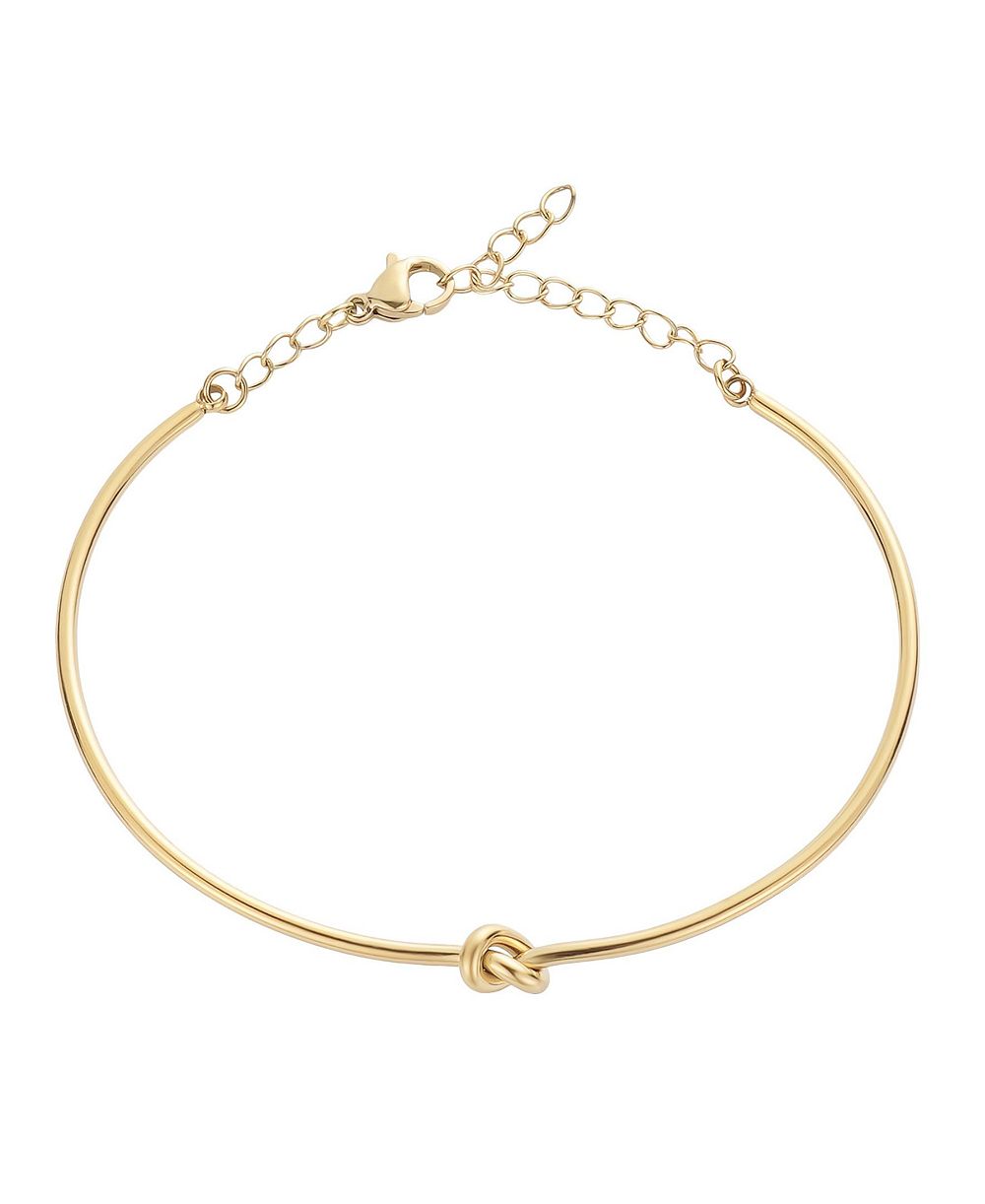 ADORNIA Tarnish Resistant Gold Knot Cuff Adjustable Chain Bracelet