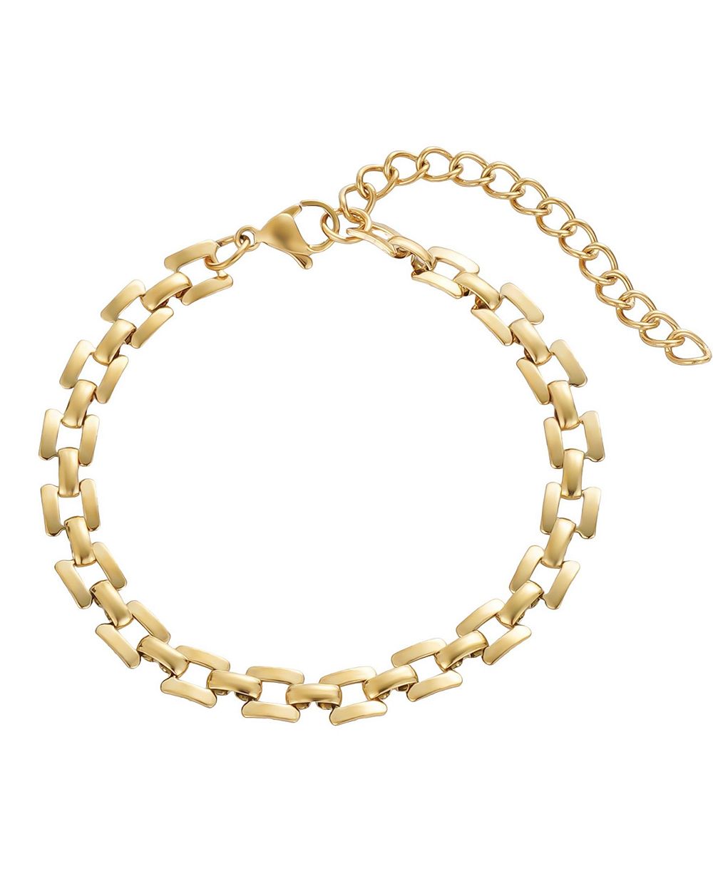 ADORNIA Tarnish Resistant Gold Grid Chain Bracelet