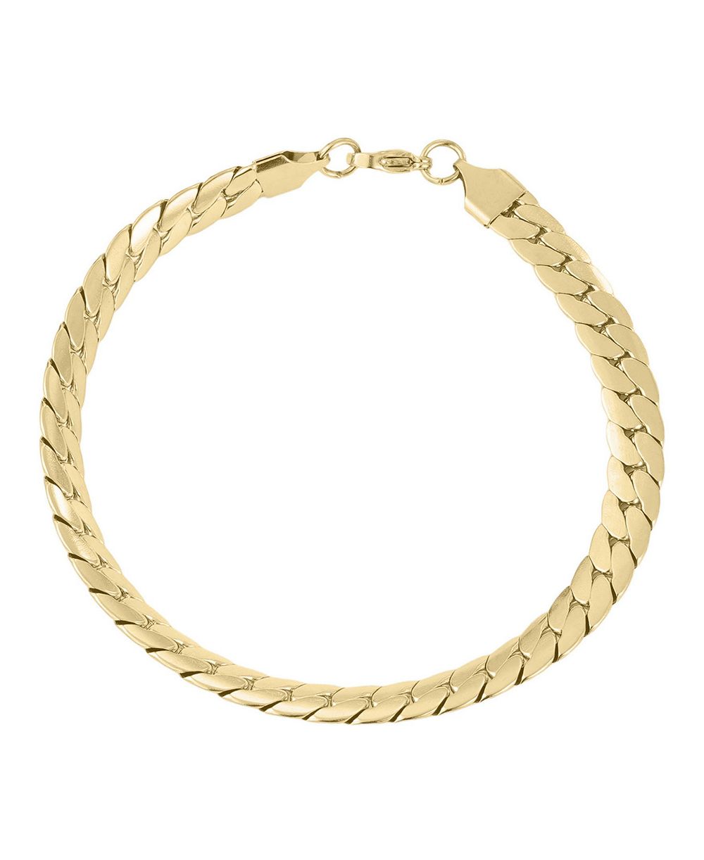 ADORNIA Tarnish Resistant Gold Flat Curb Chain Bracelet