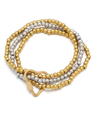 Браслет ADORNIA Gold and Silver Bead с замком-сердцем, устойчив к потускнению
