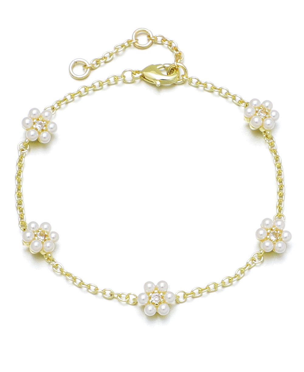 Браслет ADORNIA Gold Imitation Pearl Flower Station