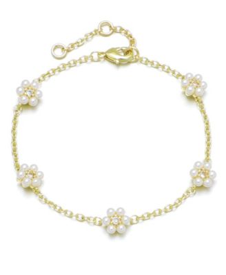 Браслет ADORNIA Gold Imitation Pearl Flower Station