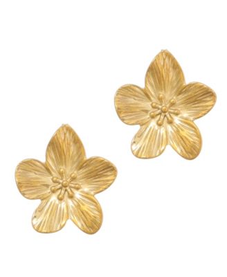 ADORNIA Tarnish Resistant Gold Statement Flower Stud Earrings