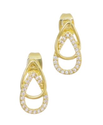 Серьги ADORNIA Gold Cubic Zirconia Overlap Teardrop
