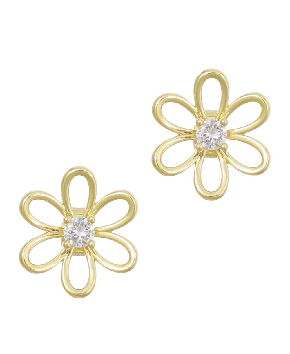 Серьги-гвоздики ADORNIA Gold Cubic Zirconia Flower Outline