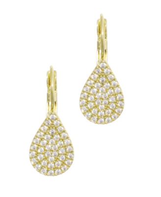 Серьги ADORNIA Gold Cubic Zirconia Pave Pear Drops with French Earrings