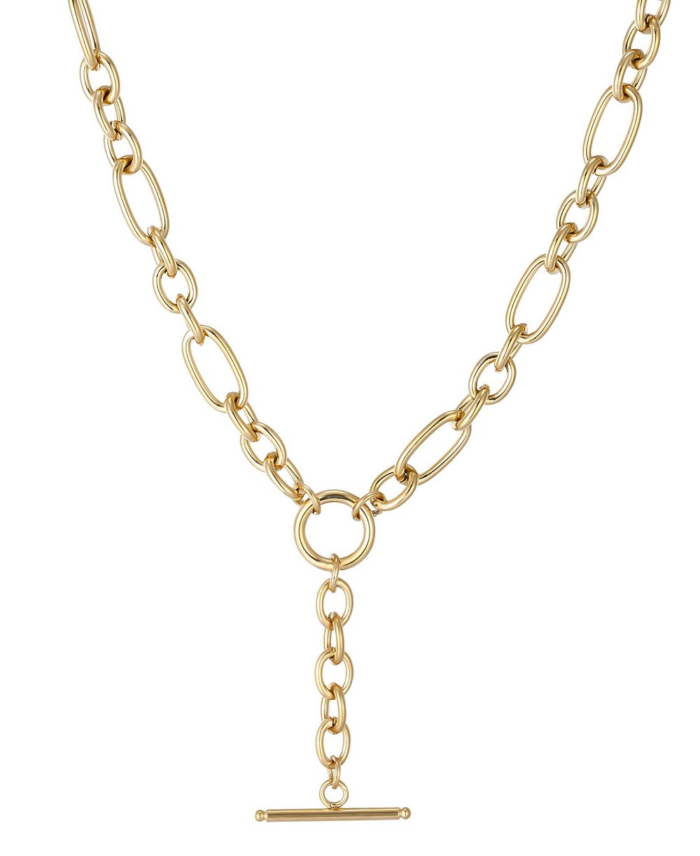 ADORNIA Tarnish Resistant Gold Mixed Link Y-Necklace