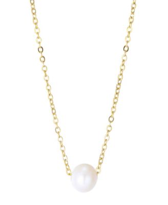 ADORNIA Tarnish Resistant Gold 6mm Natural Freshwater Pearl Sliding Pendant Necklace