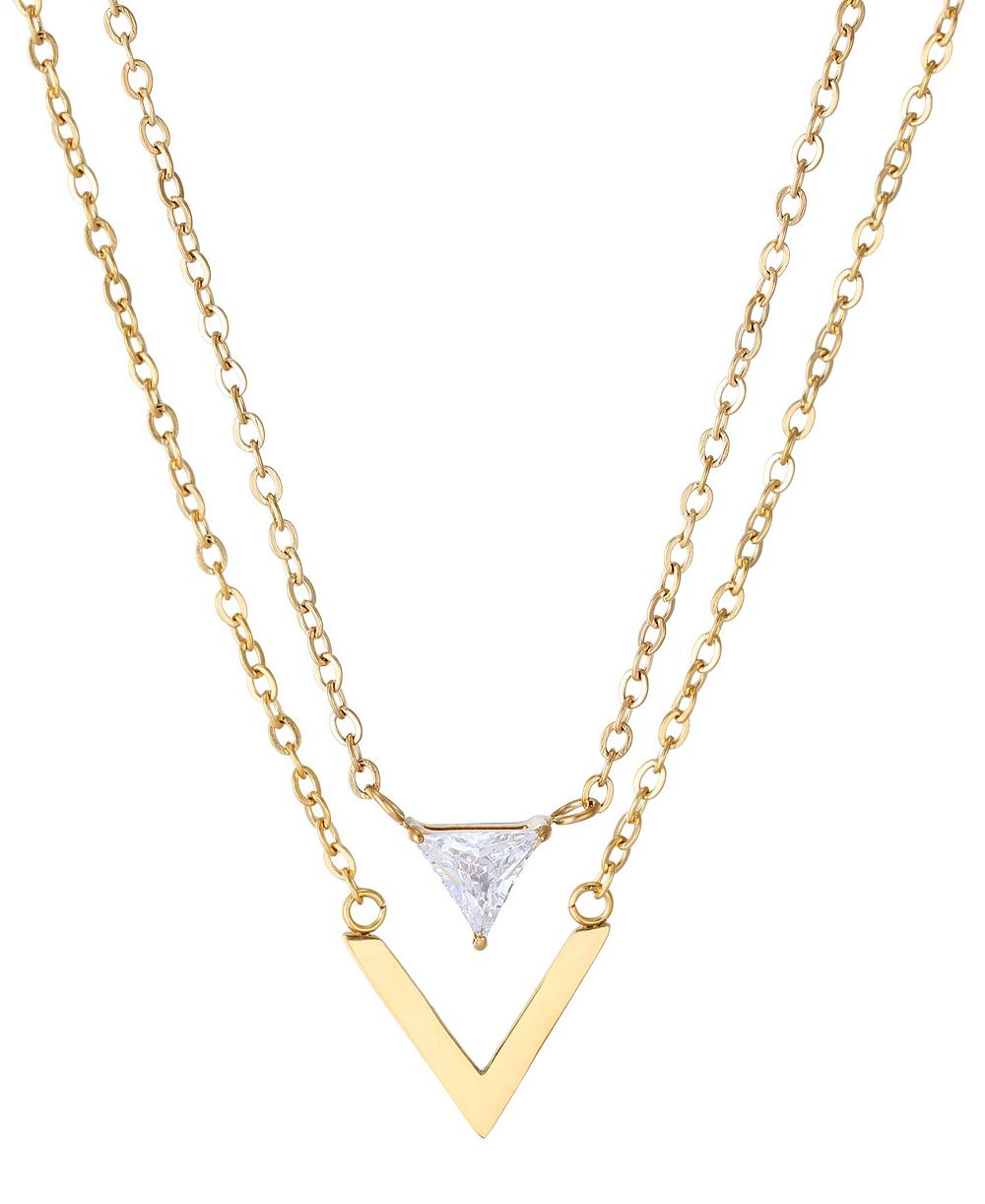 Набор из 2 колье ADORNIA Gold Cubic Zirconia Triangle Pendant
