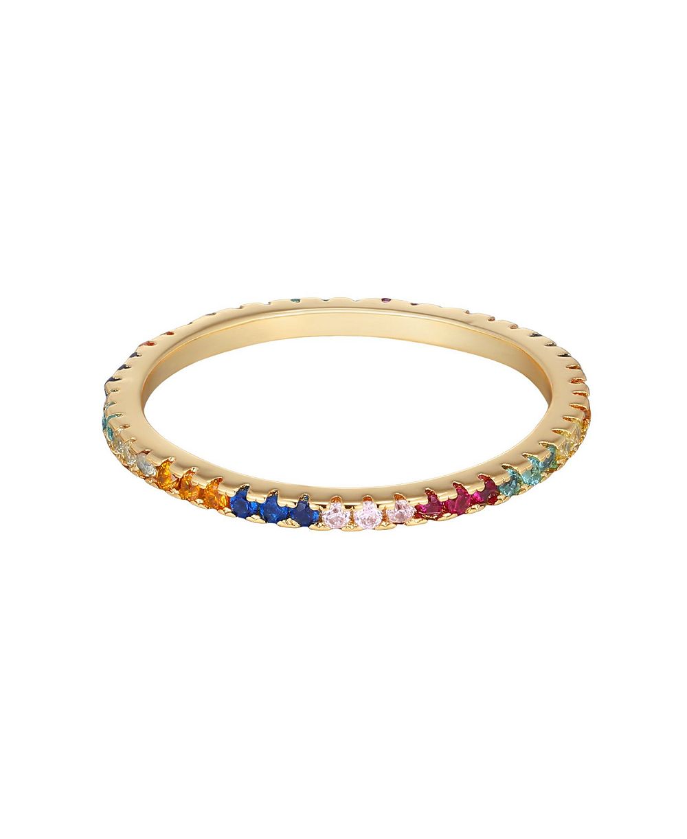 ADORNIA Gold Cubic Zirconia Rainbow Eternity Band Ring