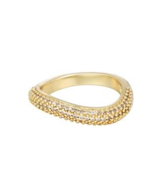 Кольцо ADORNIA Gold Cubic Zirconia Curved Chunky Band